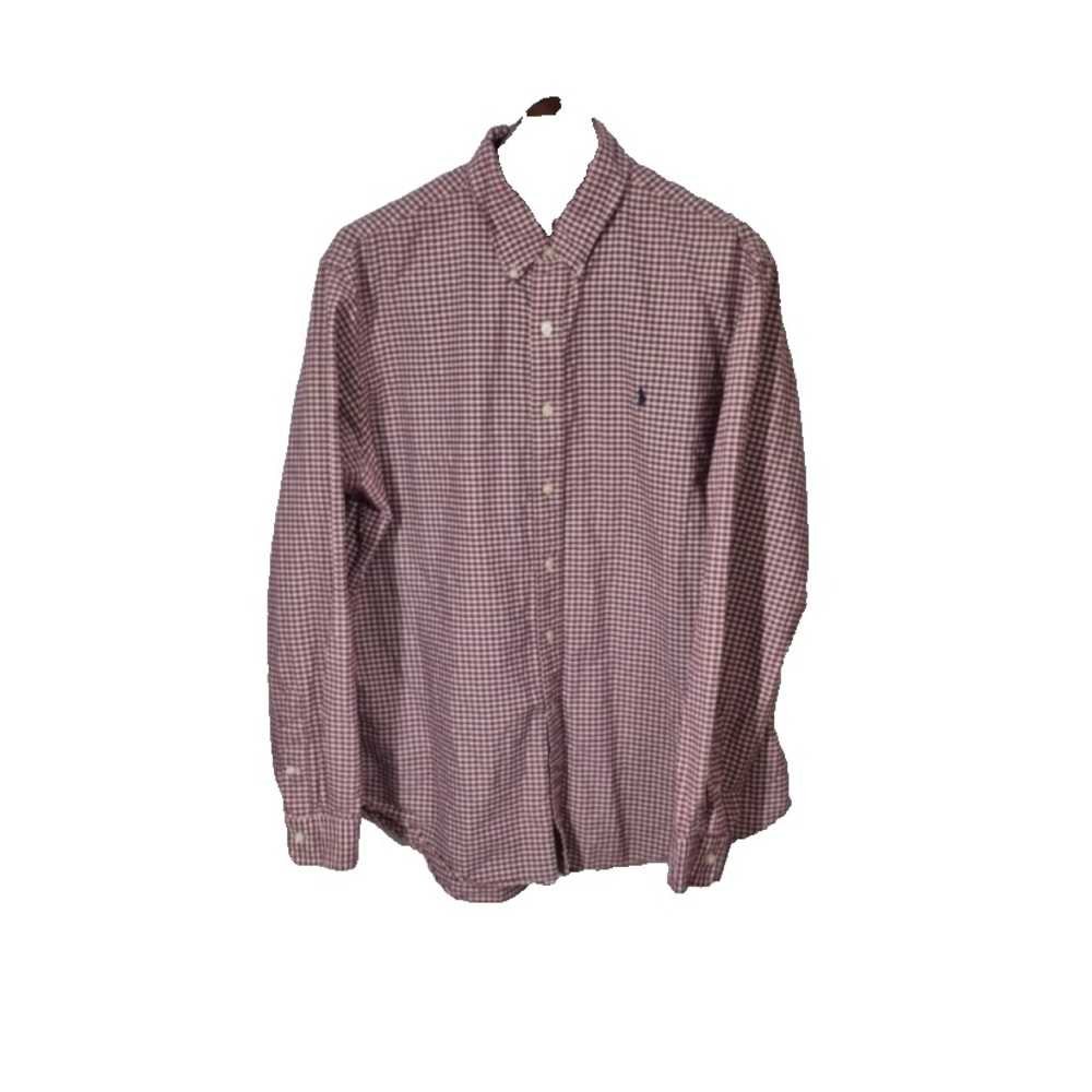 Ralph Lauren Shirt Mens XL Red Gingham Check Custom Fit Long Button Down Sleeve - Picture 1 of 8